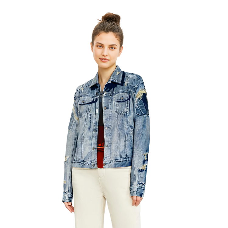 Shop YEEZY联名Gap和Balenciaga三方合作蓝色牛仔夹克男女同款盔甲款式. YEEZY-SS22-024