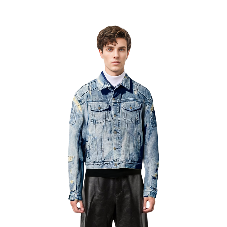 Purchase YEEZY联名Gap和Balenciaga三方合作蓝色牛仔夹克男女同款盔甲款式. YEEZY-SS22-024