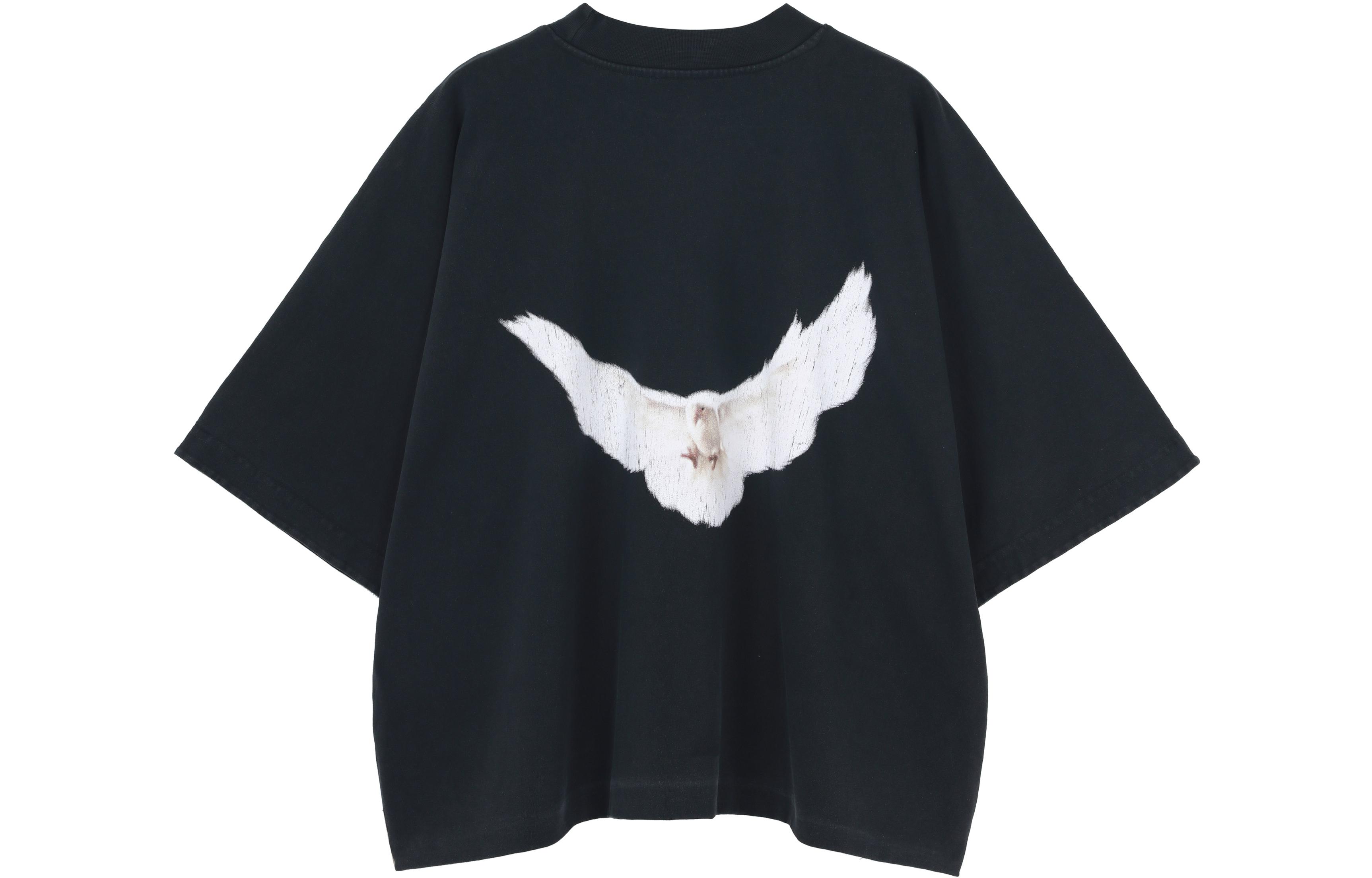 Lookbook YEEZY x Gap x バレンシアガ ウォッシュドブラック ロゴ Tシャツ クルーネック ユニセックス YEEZY-SS22-017