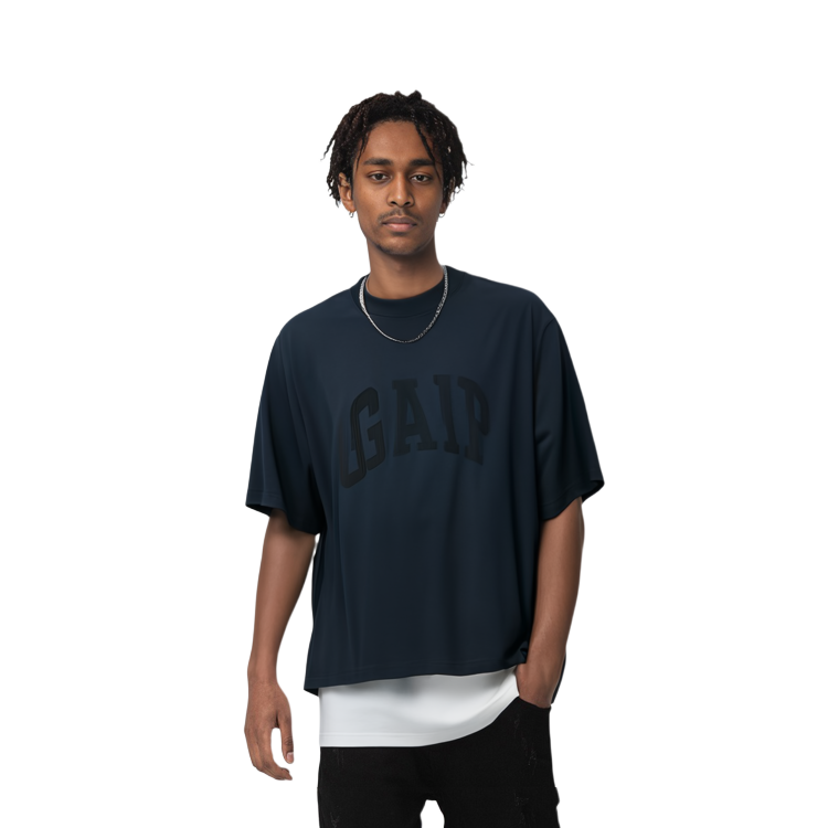 Details for YEEZY x Gap x バレンシアガ ウォッシュドブラック ロゴ Tシャツ クルーネック ユニセックス YEEZY-SS22-017