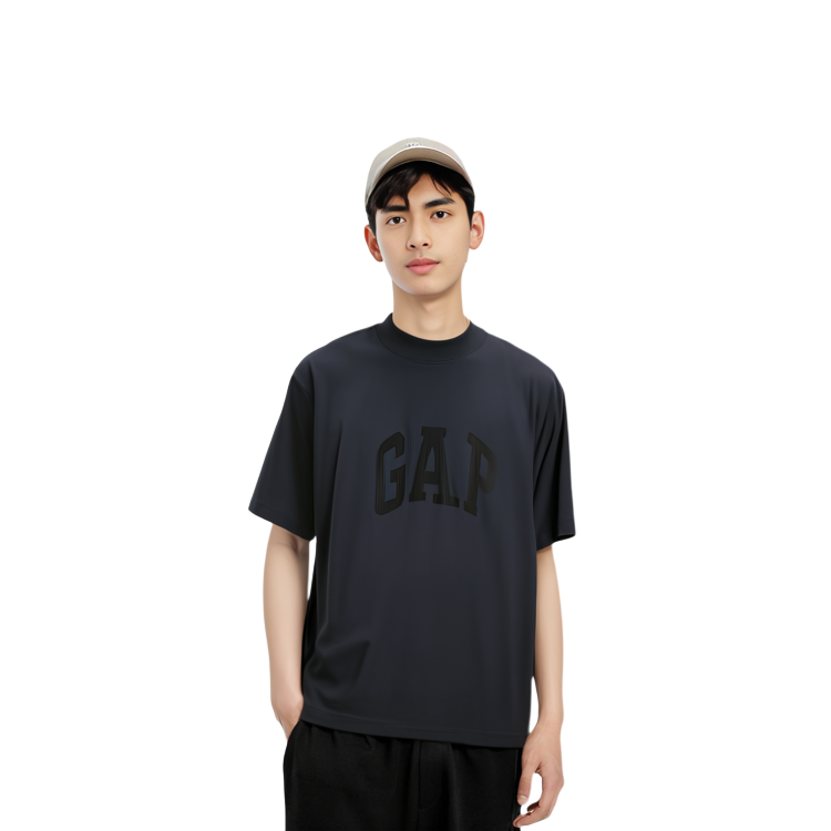 Sizing YEEZY x Gap x バレンシアガ ウォッシュドブラック ロゴ Tシャツ クルーネック ユニセックス YEEZY-SS22-017