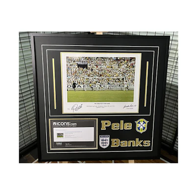 Yipai Pelé Banks 1970 World Cup Save Photo with Icons Certificate - Soccer Collectible 6479939