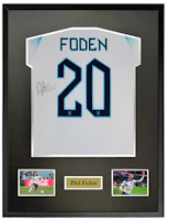 Yipai Phil Foden 2022 World Cup England Signed Jersey with SA Certificate Framed. 8939930 Yipai Phil Foden 2022 World Cup England Signed Jersey with SA Certificate Framed. 8939930