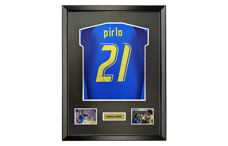 Yipai Pirlo Autographed 2006 Italy World Cup Jersey with SA Certificate Framed. 8939842