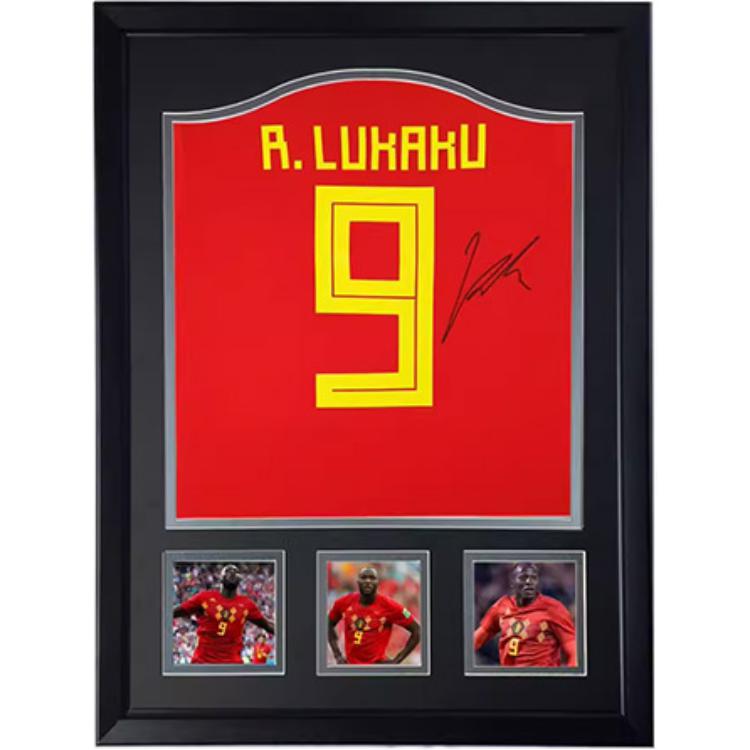 Yipai Romelu Lukaku Autographed Belgium Jersey 2018 World Cup Framed Collectible 13794034