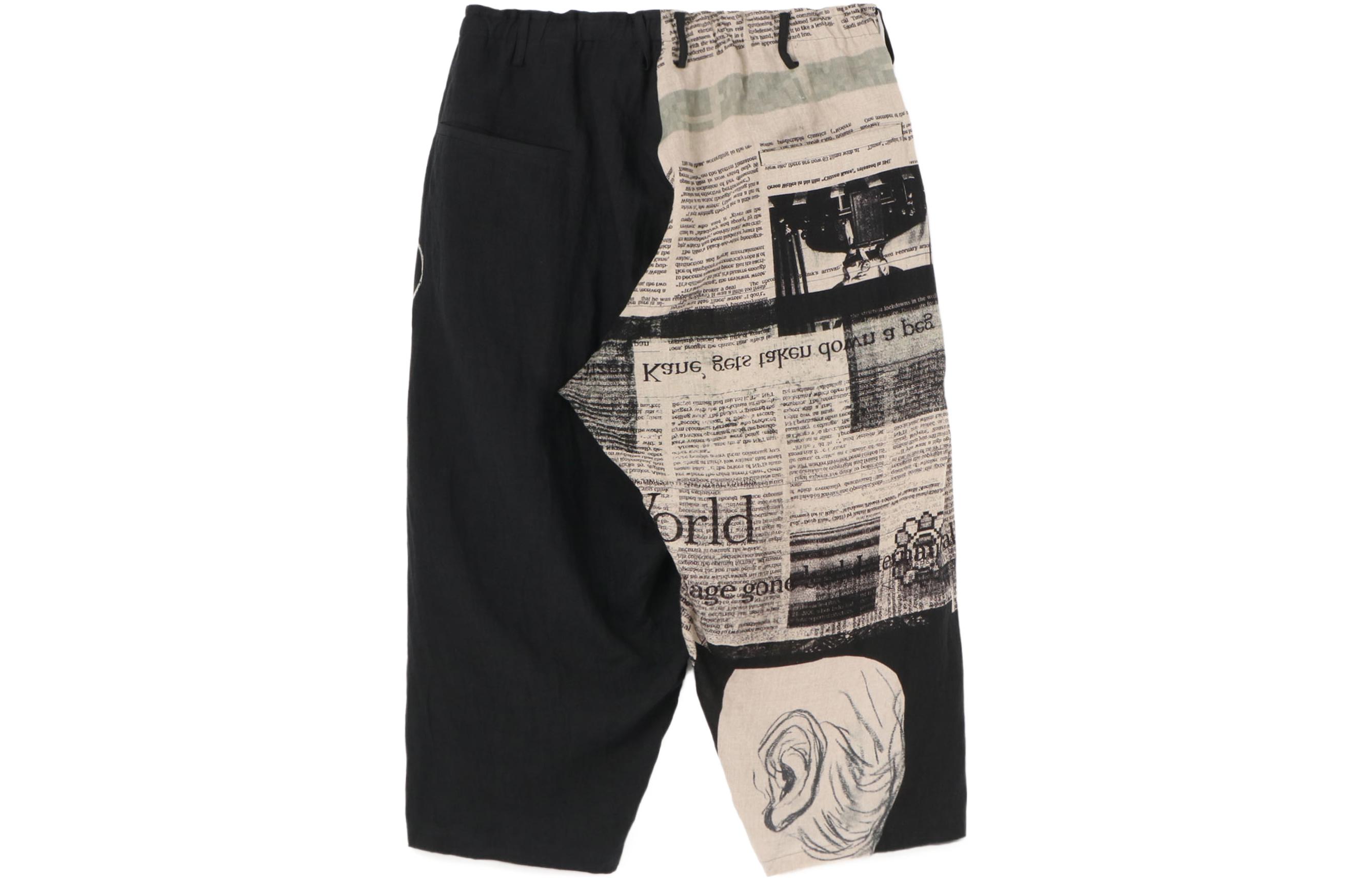 Lookbook ヨウジヤマモト 2022年SS 新聞プリント バギーハーレムパンツ ブラック メンズ HG-P53-812-1