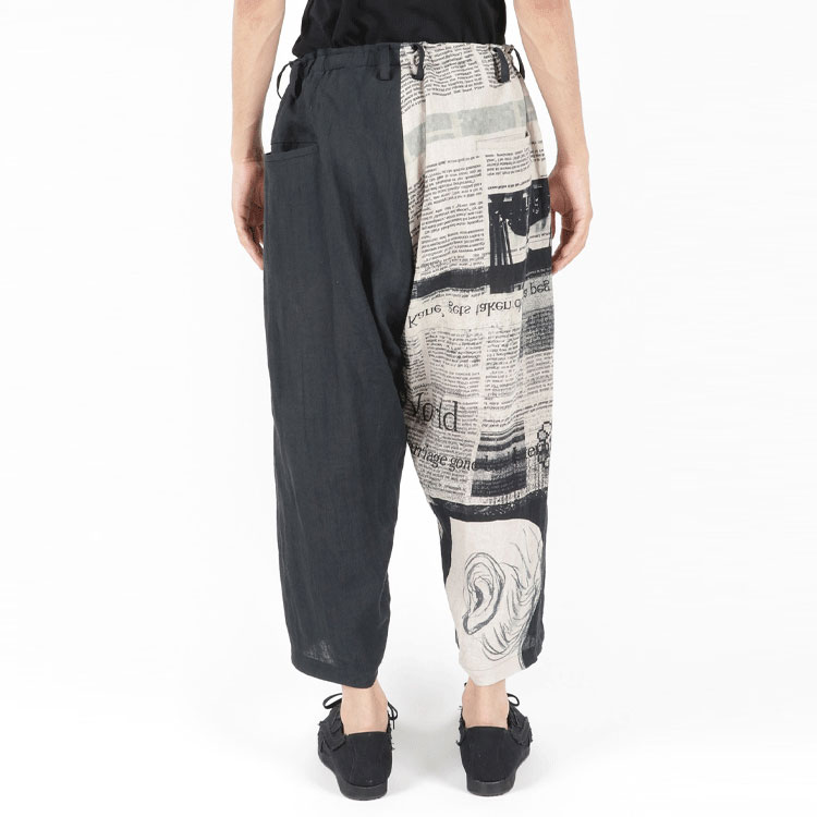Cheap ヨウジヤマモト 2022年SS 新聞プリント バギーハーレムパンツ ブラック メンズ HG-P53-812-1