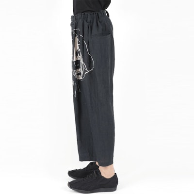 ヨウジヤマモト 2022年SS 新聞プリント バギーハーレムパンツ ブラック メンズ HG-P53-812-1 1