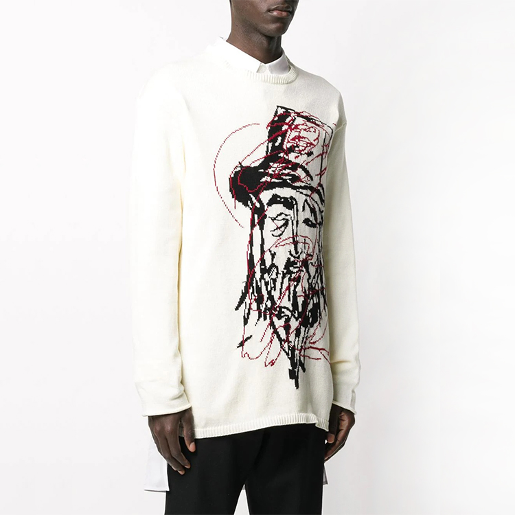 Purchase ヨウジヤマモト クルーネック ニット セーター アイボリー 長袖 HN-K09-872