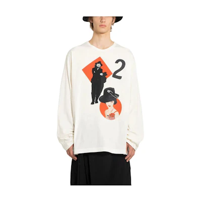 Yohji Yamamoto Beige Crewneck Sweatshirt with Front Print Detail HST459921