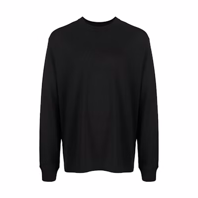 Yohji Yamamoto Black Crewneck Sweatshirt Embroidered Logo & Floral Print HZ-T96-283