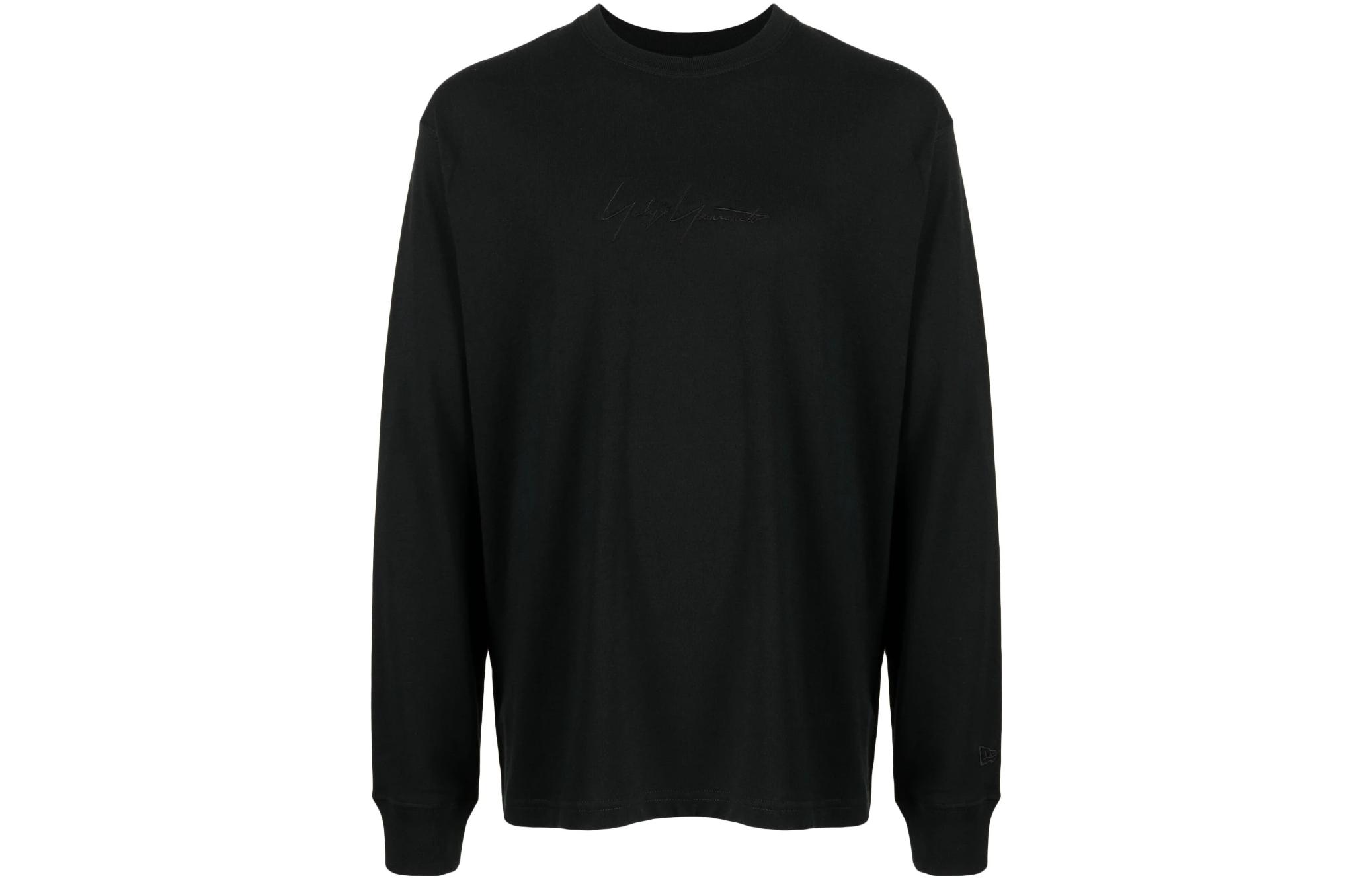 Order Yohji Yamamoto Black Crewneck Sweatshirt Embroidered Logo & Floral Print HZ-T96-283