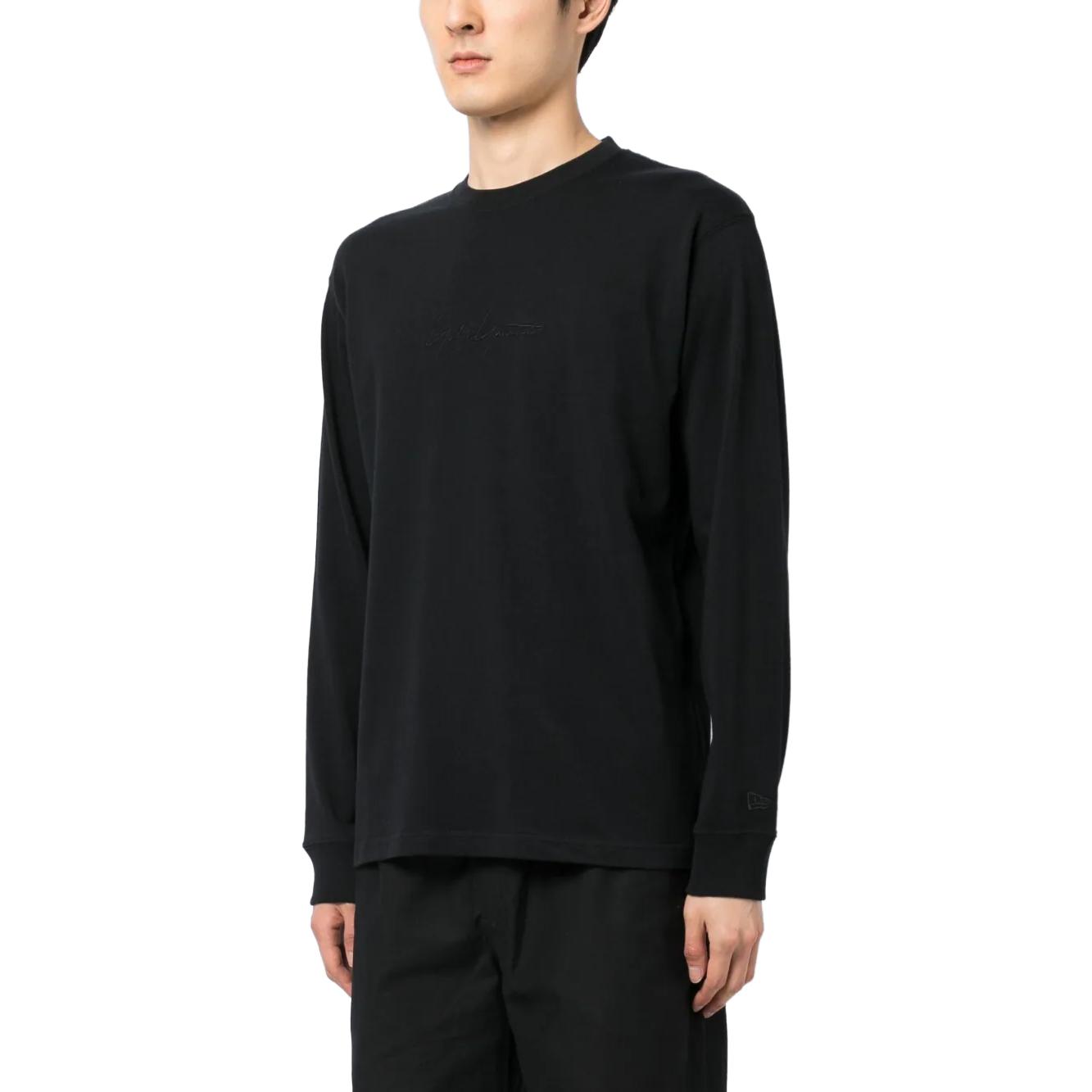 Purchase Yohji Yamamoto Black Crewneck Sweatshirt Embroidered Logo & Floral Print HZ-T96-283