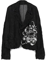 Yohji Yamamoto Black Floral Lapel Single-Breasted Long-Sleeve Jacket YX-K34-583-2 Yohji Yamamoto Black Floral Lapel Single-Breasted Long-Sleeve Jacket YX-K34-583-2