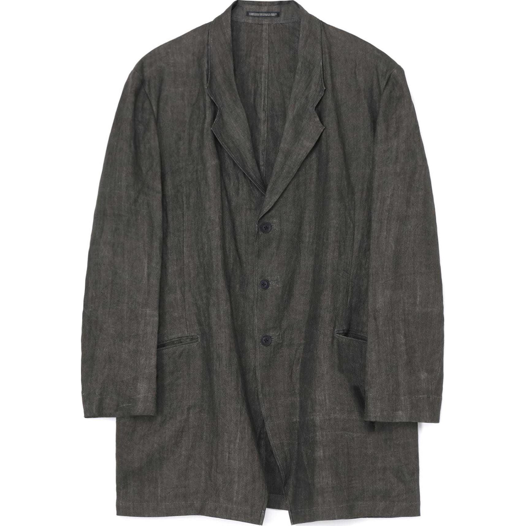 Yohji Yamamoto Black Ink-Dyed Button-Up Long Sleeve Jacket Unisex HS-J08-300-1