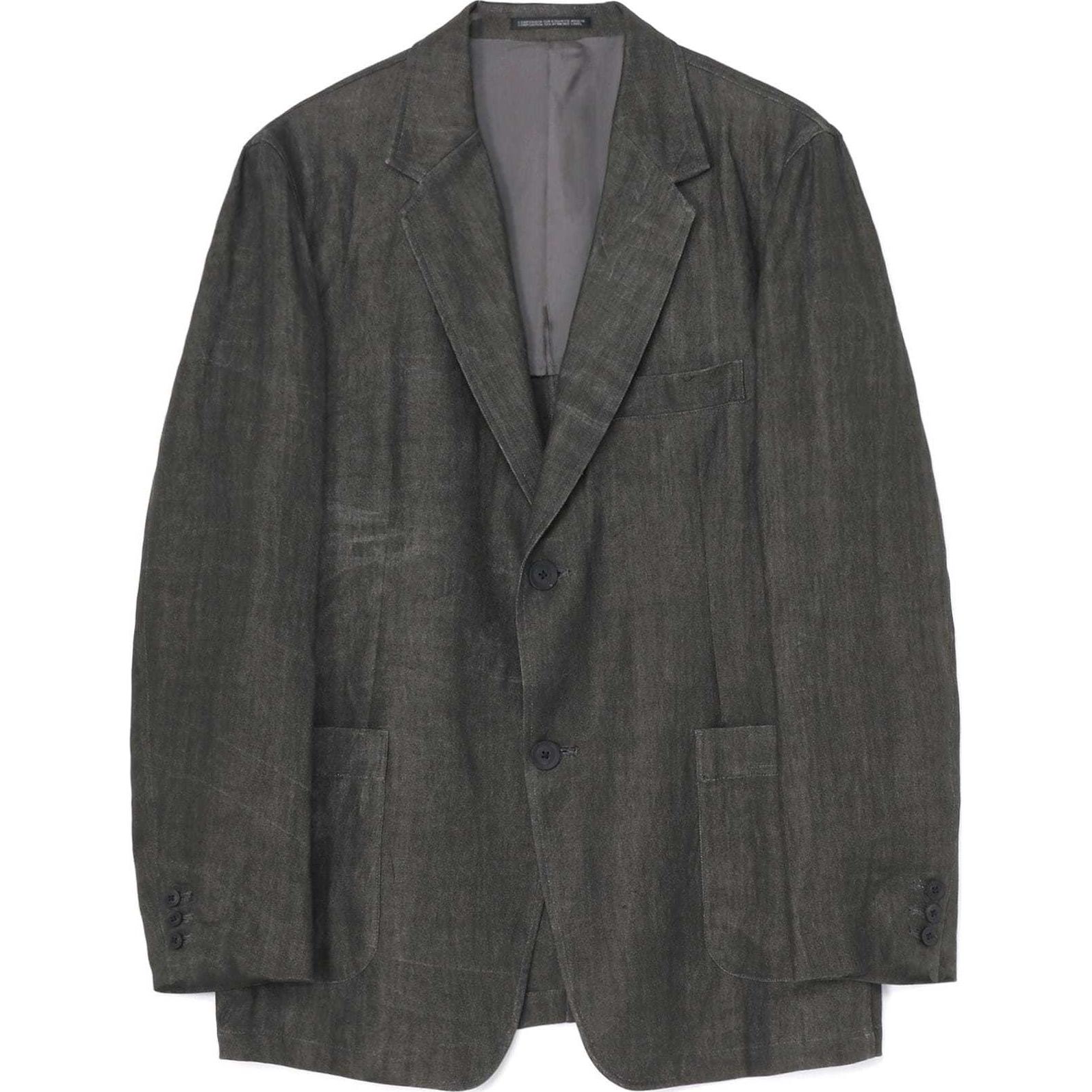 Yohji Yamamoto Black Ink Wash Lapel Long-Sleeve Casual Jacket HS-J09-300-1