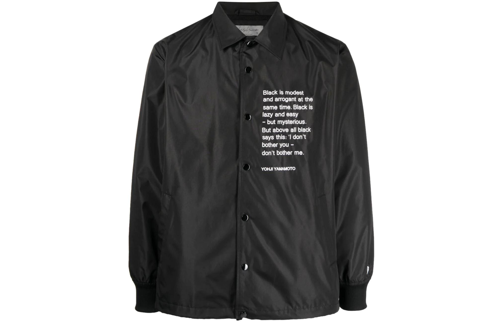 Yohji Yamamoto Black Jacket with Logo Print Long Sleeve Design HZ-Y90-900