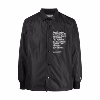 Yohji Yamamoto Black Jacket with Logo Print Long Sleeve Design HZ-Y90-900