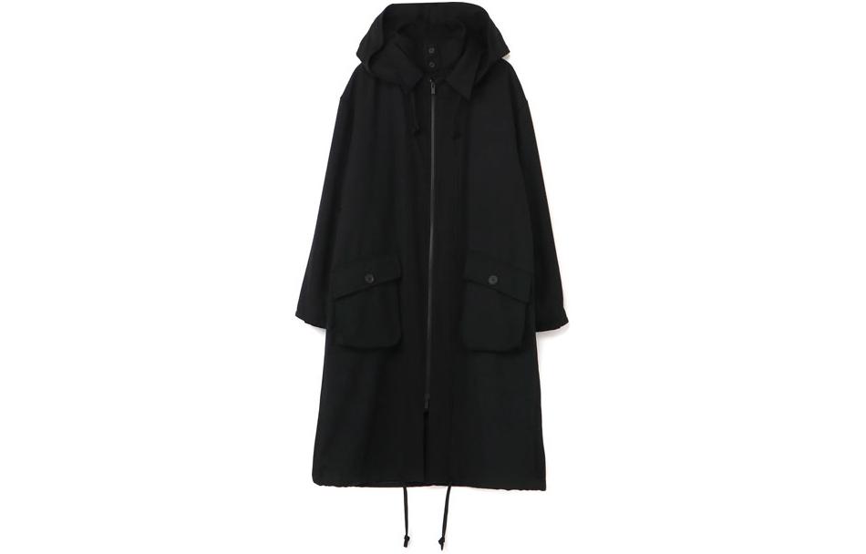 Yohji Yamamoto Black Loose-Fit Long Hooded Zip Jacket HX-C26-103-1