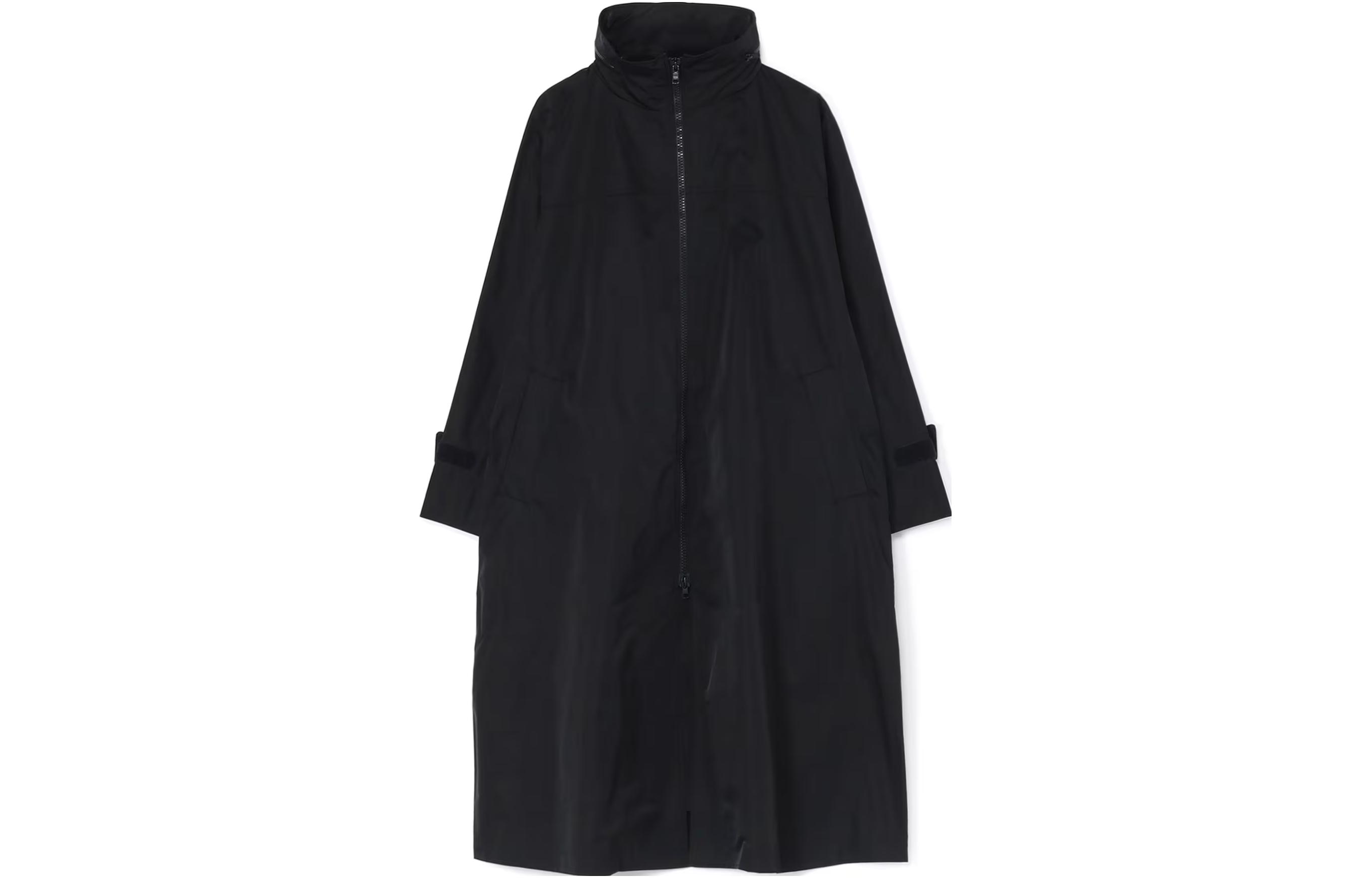 Yohji Yamamoto Black Mid-Length Solid Stand Collar Raglan Zip Jacket Unisex FY-C51-900-1-02