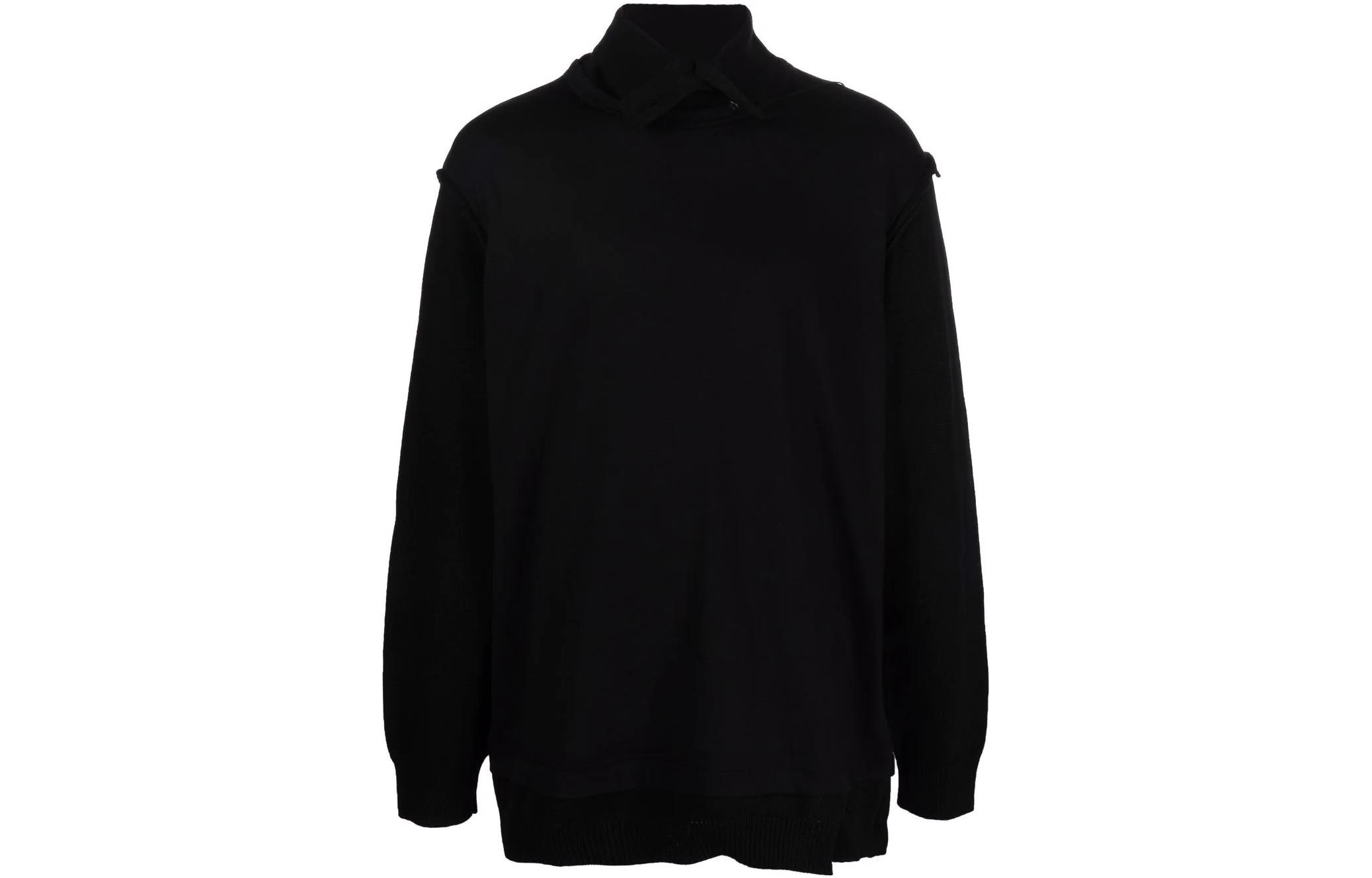 Yohji Yamamoto Black Minimalist Straight-Cut High Neck Pullover Sweatshirt HX-K29-085