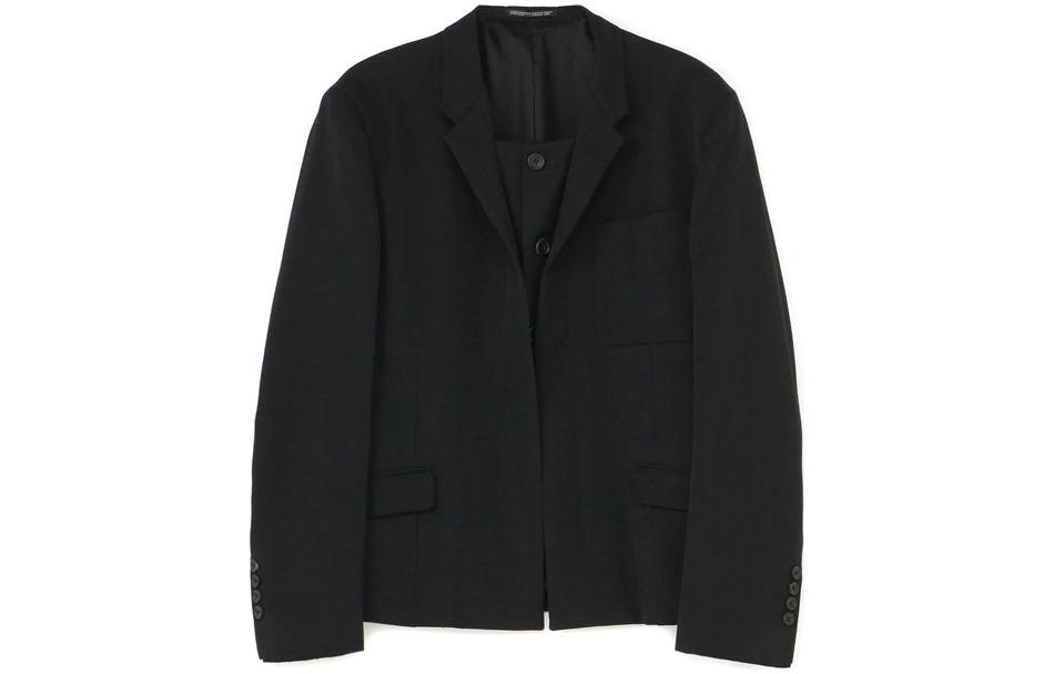 Yohji Yamamoto Black Single-Breasted Collared Jacket HX-J44-129-1-02