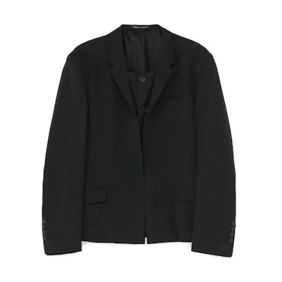 Yohji Yamamoto Black Single-Breasted Collared Jacket HX-J44-129-1-02