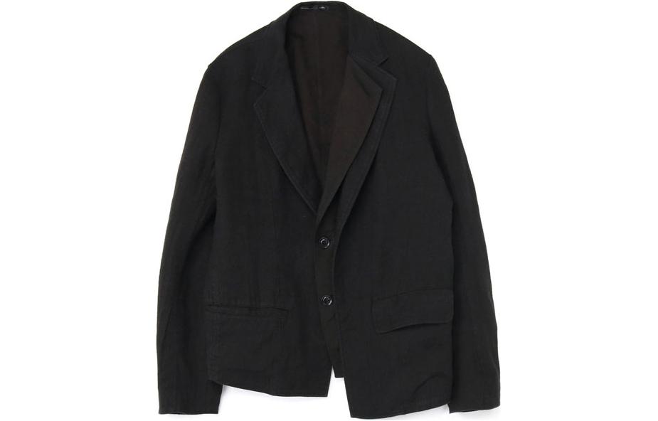 Yohji Yamamoto Black Single-Breasted Jacket with Pockets and Long Sleeves YX-J11-300-3