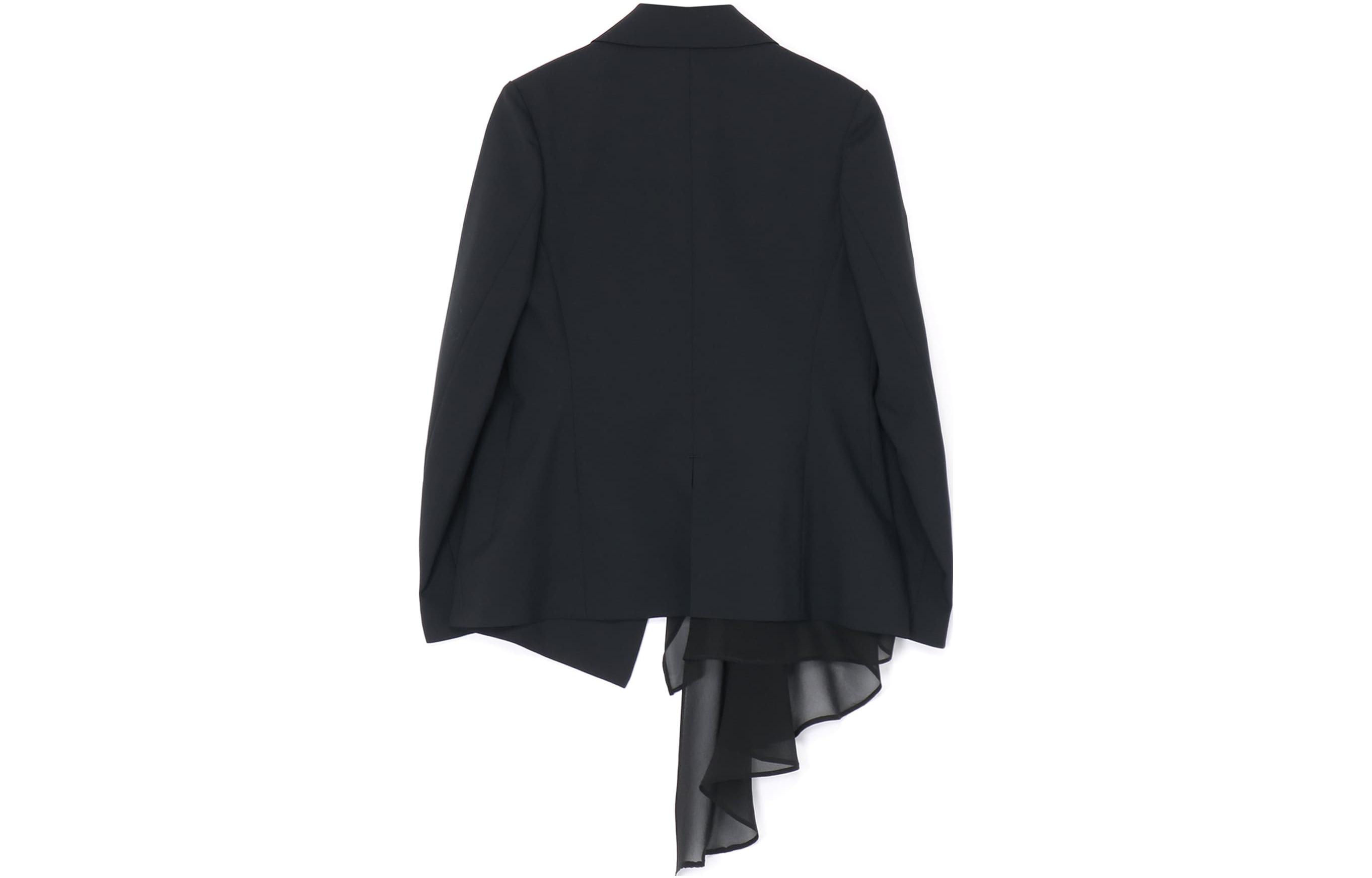 Yohji Yamamoto Black Single-Breasted Long Sleeve Jacket Unisex FZ-J22-102-1