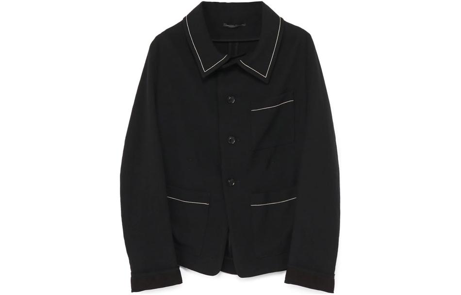 Yohji Yamamoto Black Single-Breasted Stand Collar Jacket Unisex Long Sleeve YM-J03-129-1