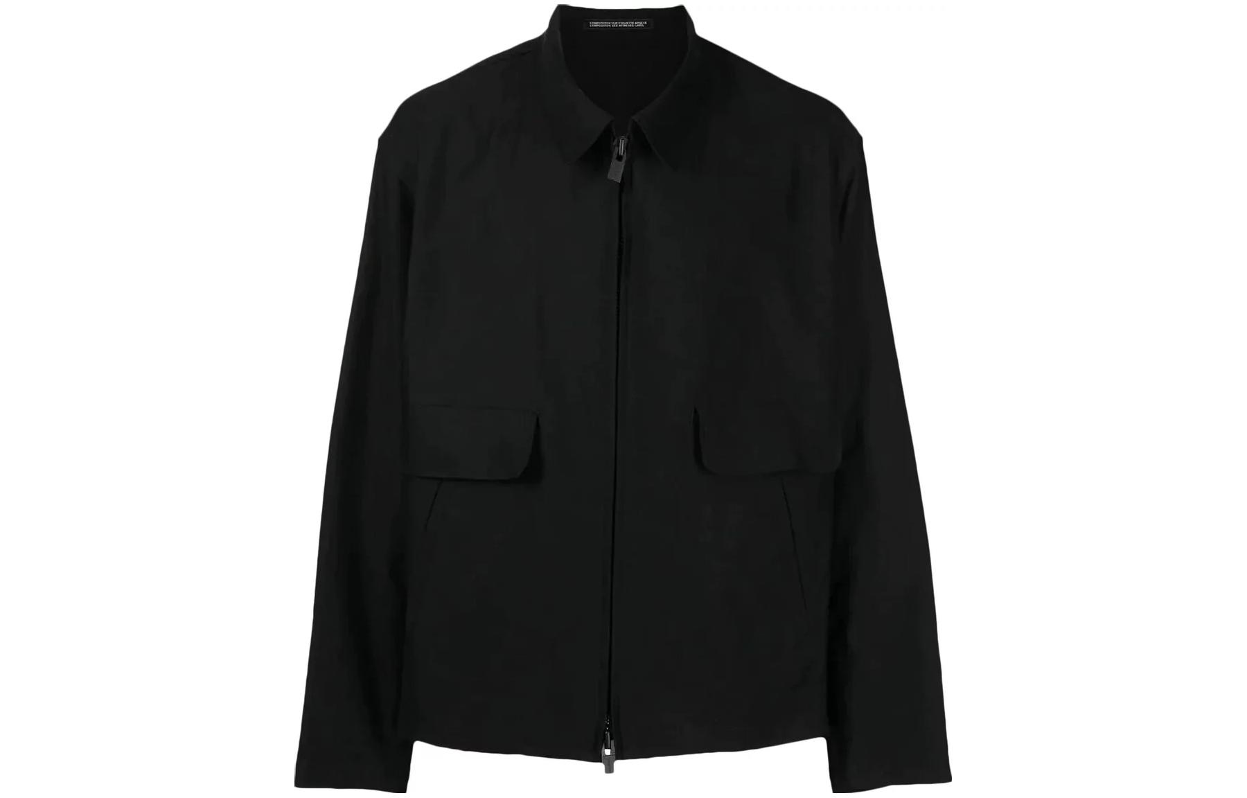 Yohji Yamamoto Black Solid Casual Button-Up Long-Sleeve Jacket HZ-Y01-002
