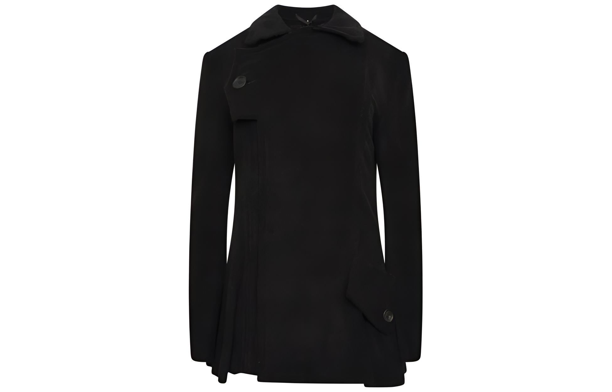Yohji Yamamoto Black Solid Collar Single-Breasted Long Sleeve Jacket FE-J66-005-2