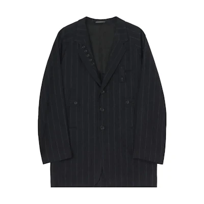 Yohji Yamamoto Black Striped Notched Lapel Single-Breasted Jacket HS-J18-201-1