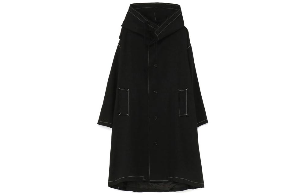 Yohji Yamamoto Black Unisex Hooded Mid-Length Jacket YM-C01-129-1-01