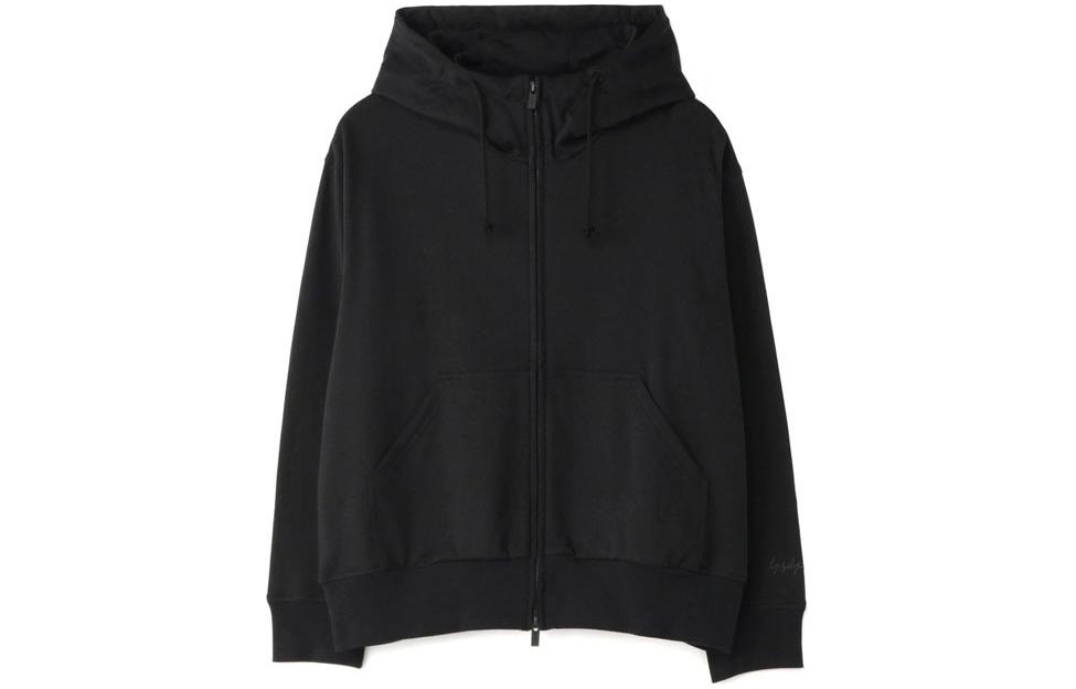 Yohji Yamamoto Black Unisex Zip-Up Hoodie with Drawstring and Long Sleeves FD-T23-086-1