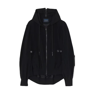 Yohji Yamamoto Black Zip-Up Hooded Bomber Jacket Unisex FY-J51-805-1-02