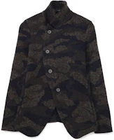 Yohji Yamamoto Camouflage High-Neck Single-Breasted Jacket Army Green YX-K18-582-1 Yohji Yamamoto Camouflage High-Neck Single-Breasted Jacket Army Green YX-K18-582-1
