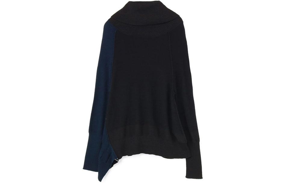 Yohji Yamamoto Colorblock Turtleneck Loose Sweatshirt Black YX-K15-581-3
