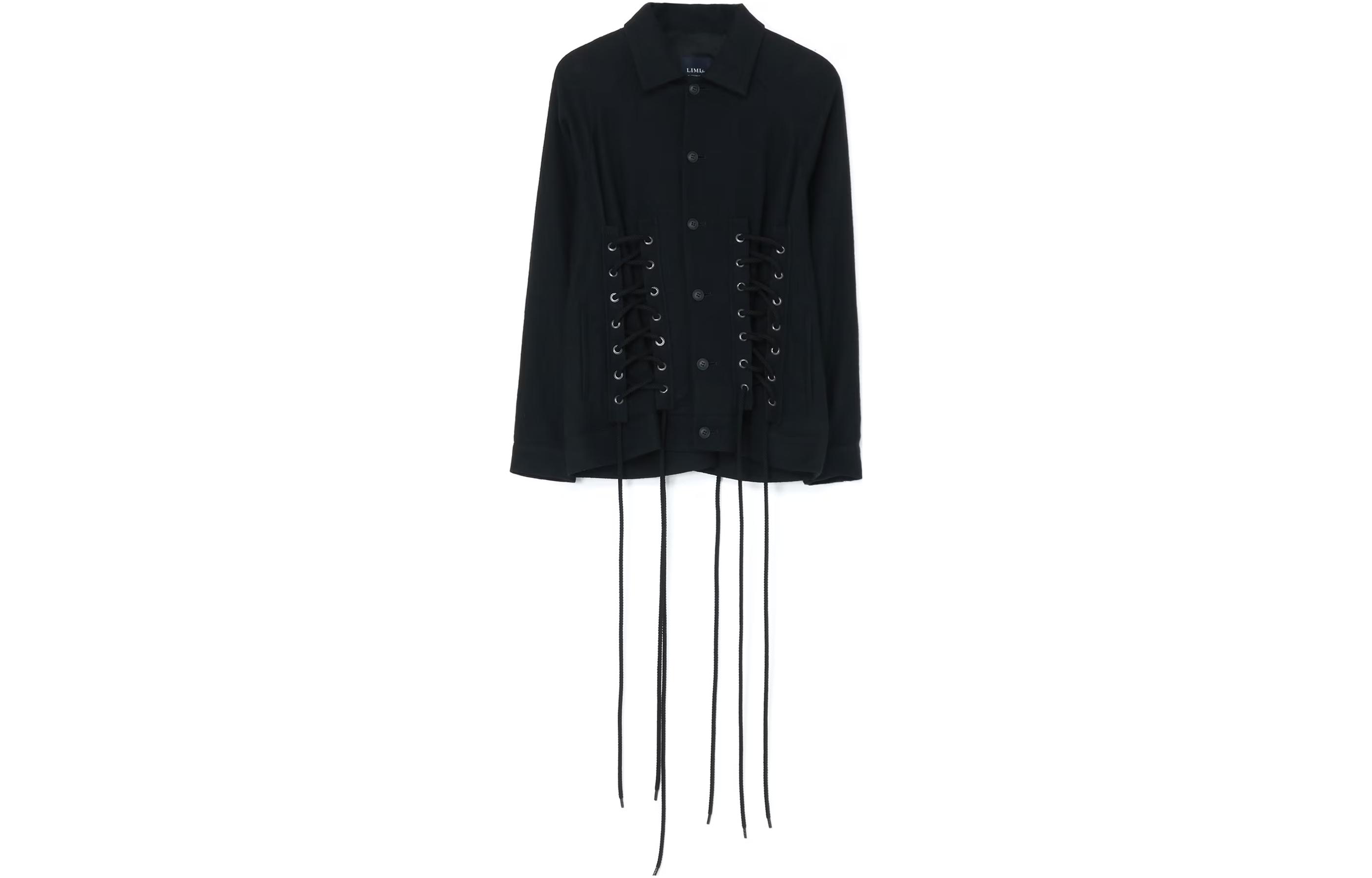 Yohji Yamamoto Femme FW23 Casual Solid Rope Design Jacket Unisex Black LJ-J13-116-1