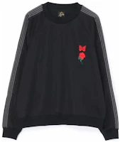 Yohji Yamamoto Floral Butterfly Embroidered Crewneck Sweatshirt Black SE-T31-910-4 Yohji Yamamoto Floral Butterfly Embroidered Crewneck Sweatshirt Black SE-T31-910-4