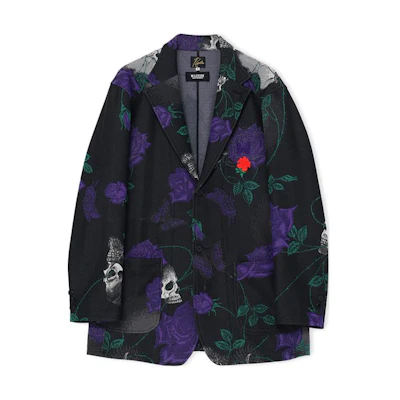Yohji Yamamoto Floral Skull Print Single-Breasted Suit Jacket Purple Unisex SZ-J02-903-1