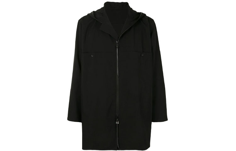 Yohji Yamamoto Front Zip Hoodie Jacket Unisex Black NR-B56-100-1