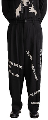 ヨウジヤマモト FW21 レター スローガン プリント ブラック カジュアル パンツ HX-P48-117-1 Order ヨウジヤマモト FW21 レター スローガン プリント ブラック カジュアル パンツ HX-P48-117-1