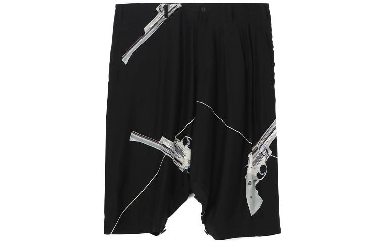 Yohji Yamamoto FW21 Pistol Print Silk Cropped Pants Men’s Black HX-P52-423-01