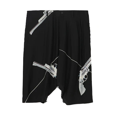 Yohji Yamamoto FW21 Pistol Print Silk Cropped Pants Men’s Black HX-P52-423-01