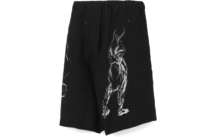 Lookbook ヨウジヤマモト FW21 シルク インク スケッチ クロップドパンツ メンズ ブラック HX-P40-834-01