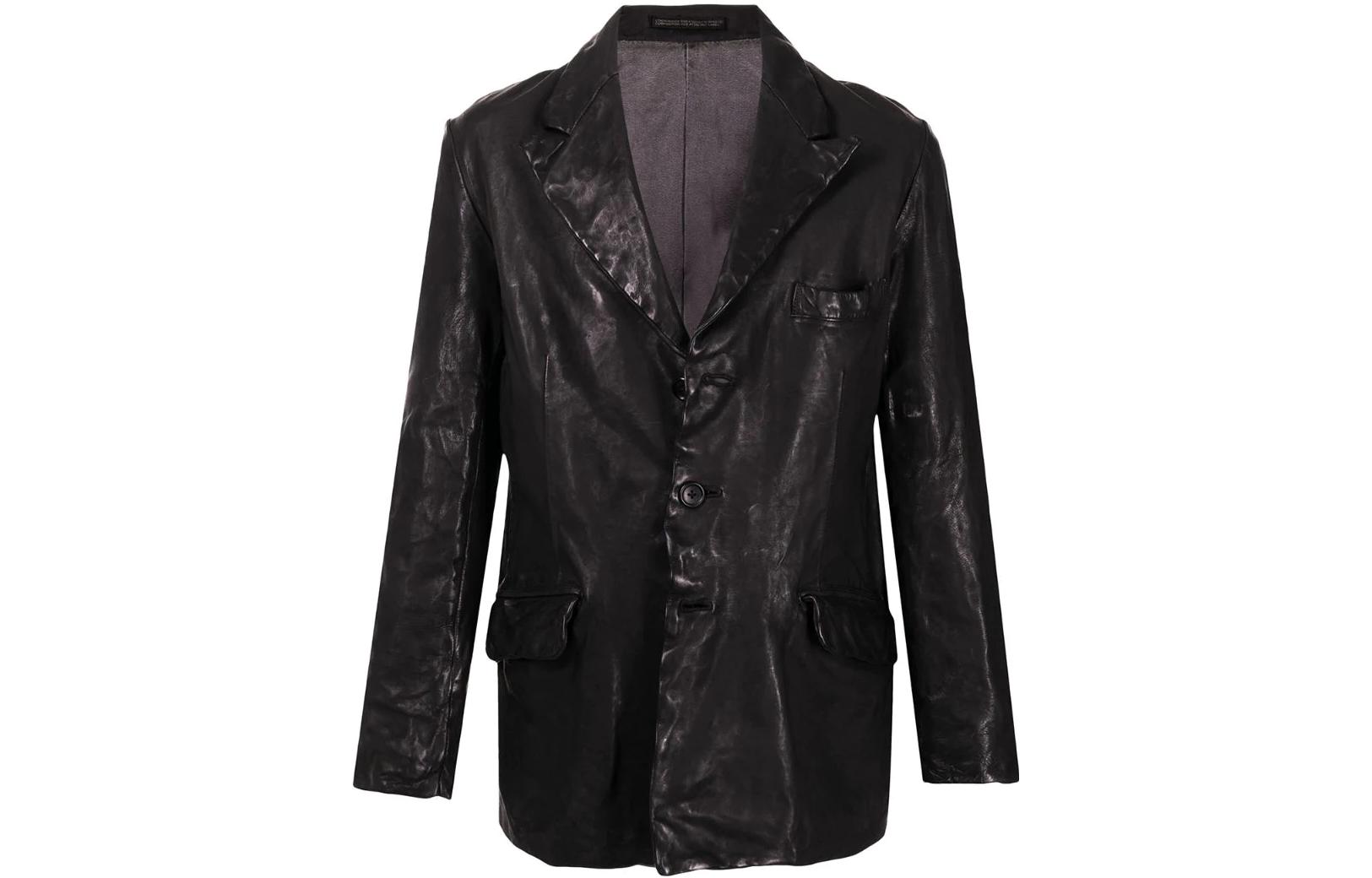 Yohji Yamamoto FW22 Black Solid Pleated Blazer Jacket HX-J39-700-1