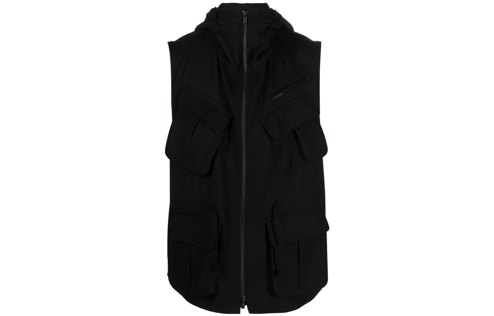 Yohji Yamamoto FW22 Black Stand Collar Pullover Zip Jacket HEV08101BLACK