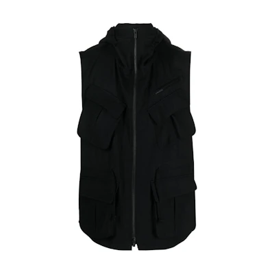 Yohji Yamamoto FW22 Black Stand Collar Pullover Zip Jacket HEV08101BLACK