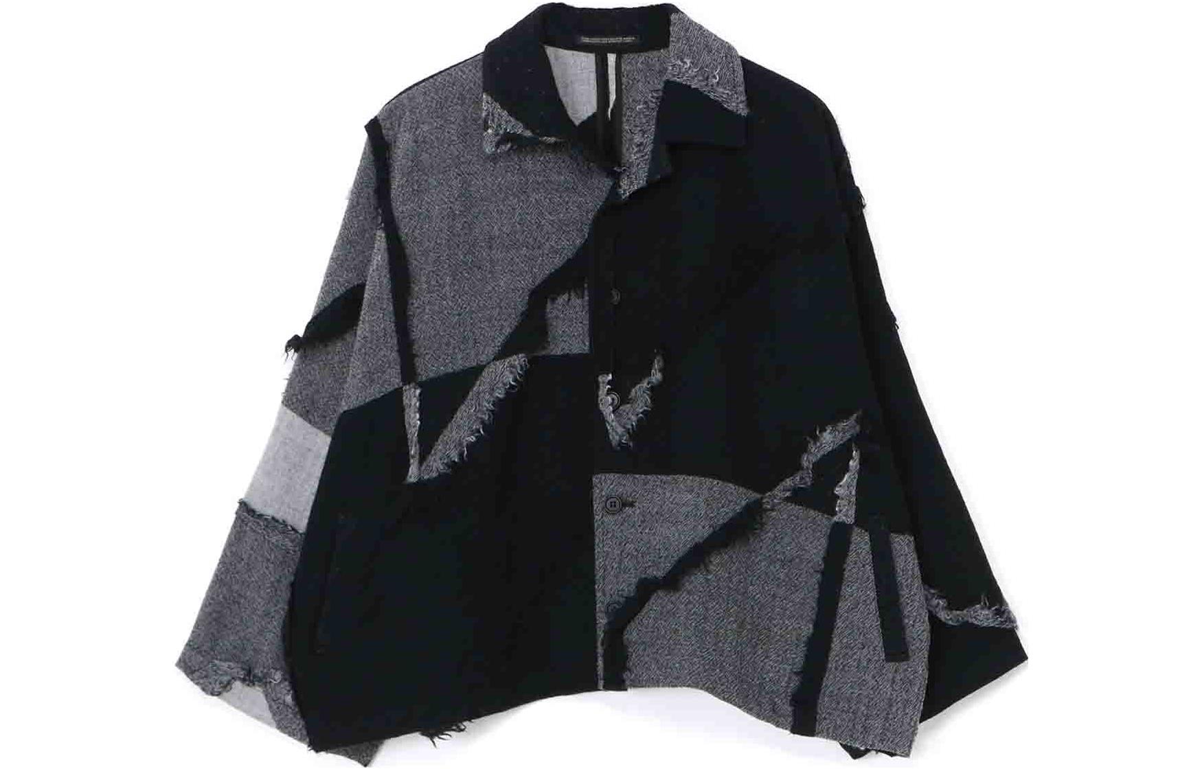 Yohji Yamamoto FW22 Color Block Jacquard Loose Jacket Unisex Black FE-J36-117-1